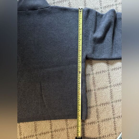 MNG gray ribbed knit mock neck flowy boho wide sleeved sweater L NWOT - Picture 9 of 11